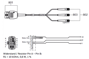 Vauxhall, Opel 10 pin adapter cable (Multec, +10Kohm)
